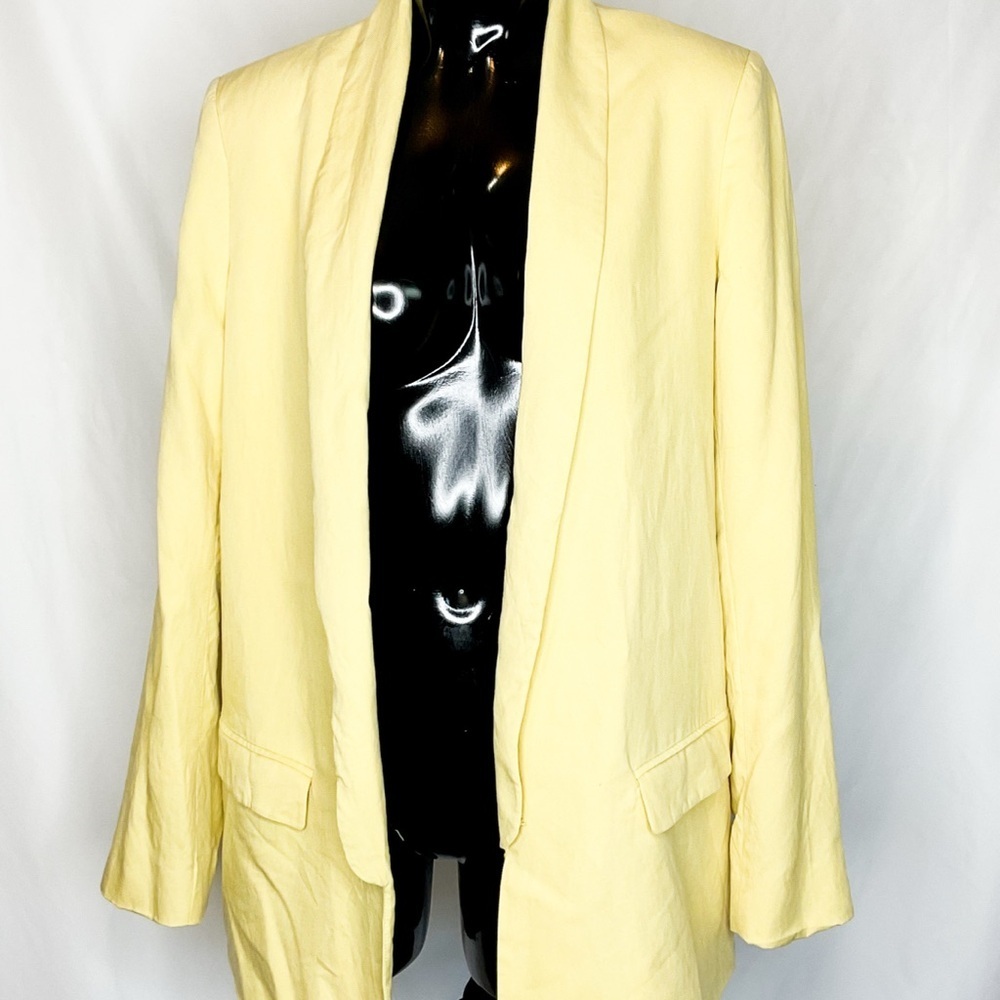 Frank and Oak Blazer Yellow Open Front Jacket Medium